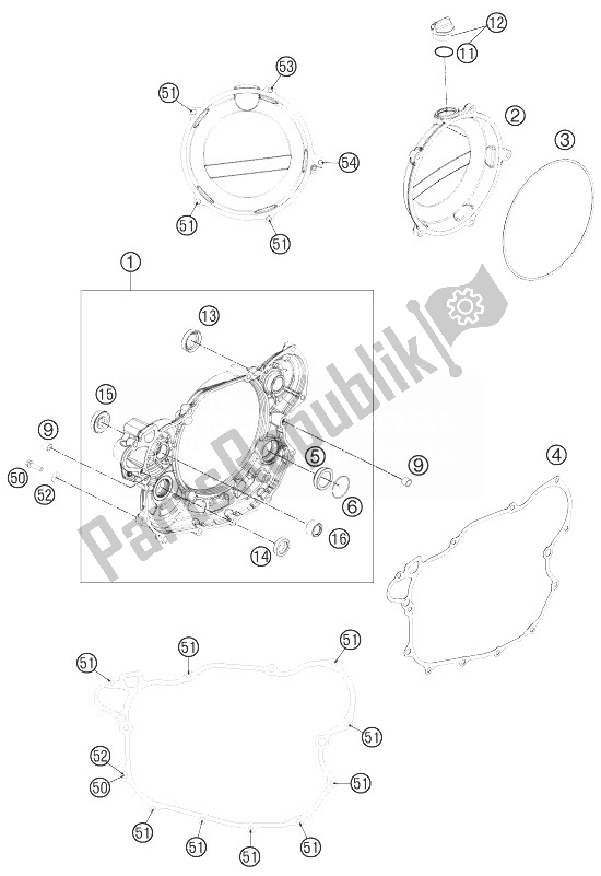 Alle onderdelen voor de Koppelingsdeksel van de KTM 450 EXC Europe 2014