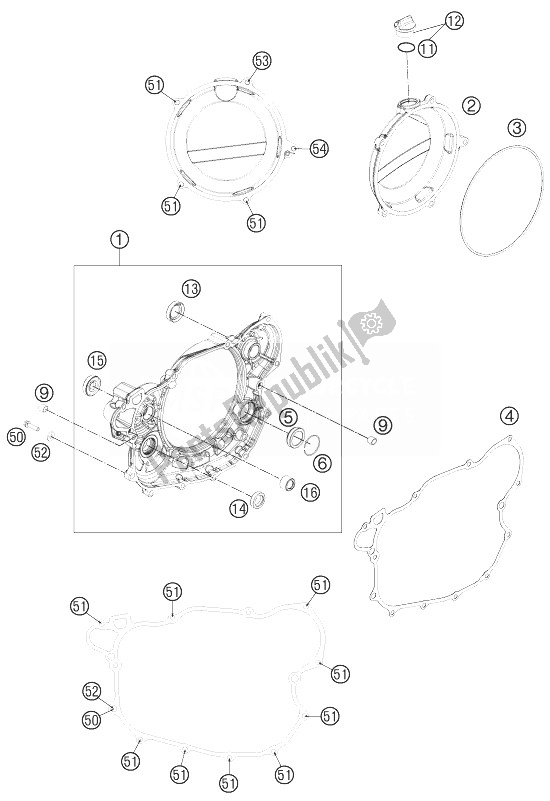 Tutte le parti per il Coperchio Frizione del KTM 450 XC W USA 2014