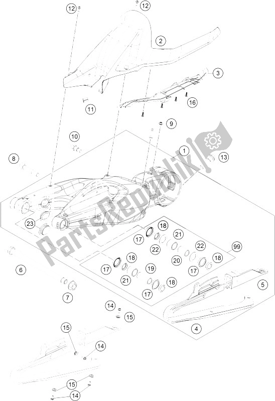 All parts for the Swing Arm of the KTM 1290 Super Duke GT OR ABS 16 Australia 2016