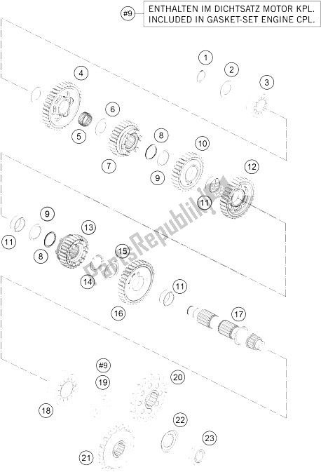 All parts for the Transmission Ii - Countershaft of the KTM 1050 Adventure ABS Europe 2016