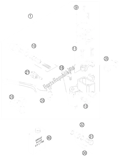 All parts for the Hand Brake Cylinder of the KTM 950 Super Enduro R USA 2008