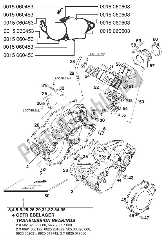 Tutte le parti per il Basamento 250/300/360 '97 del KTM 250 EGS M ö 12 KW Europe 732670 1997