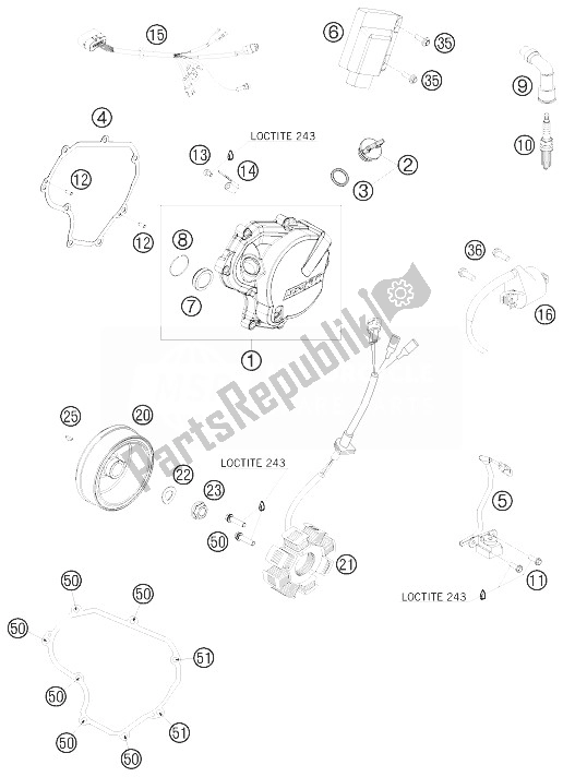 All parts for the Ignition System of the KTM 530 EXC Champion Edit USA 2010