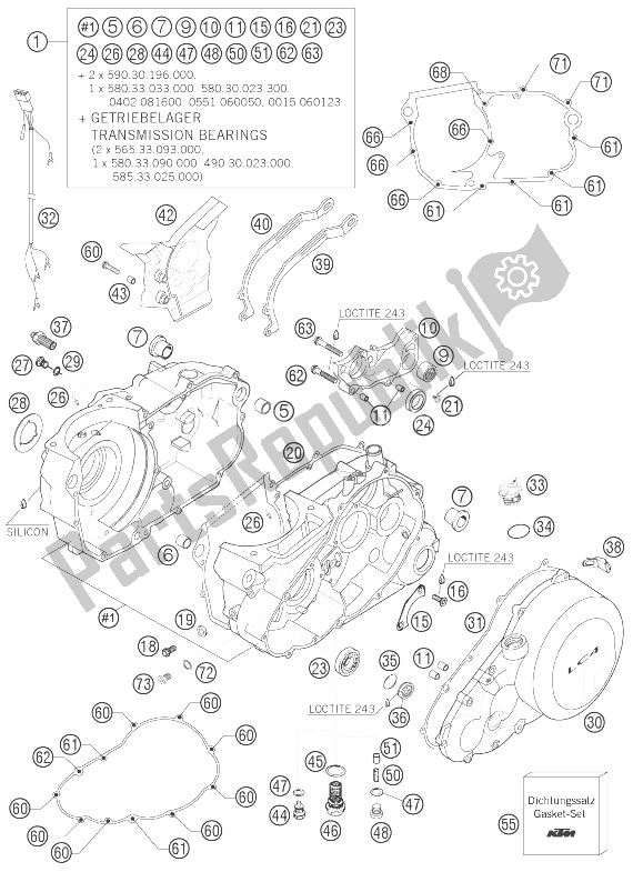 Tutte le parti per il Cassa Del Motore del KTM 640 Adventure USA 2007