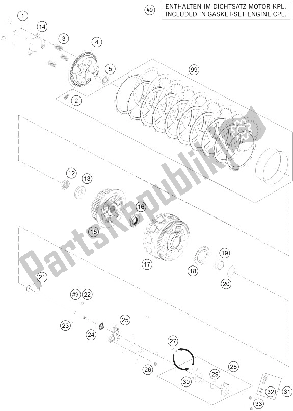 All parts for the Clutch of the KTM 1190 RC8 R White Japan 2015