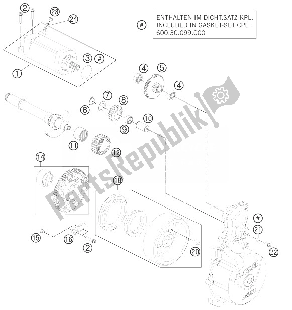 Toutes les pièces pour le Démarreur électrique du KTM 990 Super Duke R Europe 2013