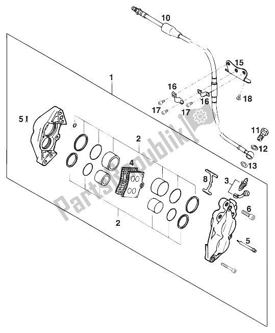 Alle onderdelen voor de Remklauw Voor Hertog'94 van de KTM 620 Duke 37 KW 94 Europe 1994