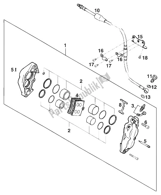 Todas las partes para Pinza De Freno Delantera Duke'94 de KTM 620 Duke E 37 KW Europe 1997