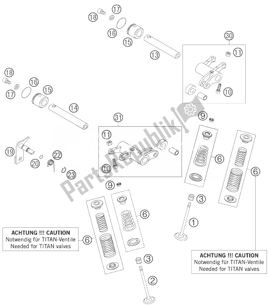 Alle onderdelen voor de Klepaandrijving 250 Exc Racen van de KTM 250 EXC G Racing USA 2003