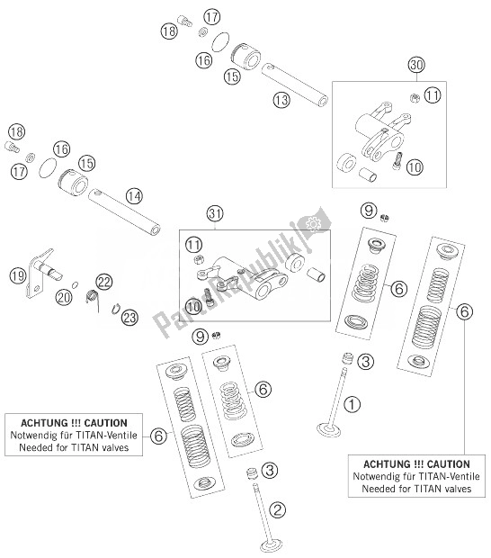 All parts for the Valve Drive Racing of the KTM 450 EXC G Racing USA 2004