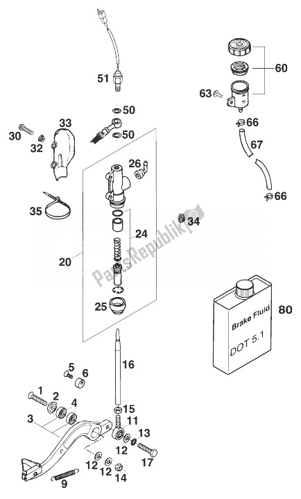 Todas las partes para Control De Freno Trasero Lc4 '98 de KTM 640 LC4 98 Europe 1998