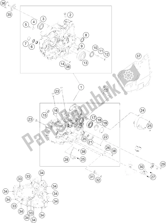 All parts for the Engine Case of the KTM 200 Duke OR W O ABS B D 16 2016