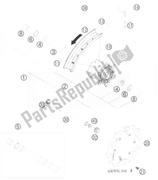 All parts for the Front Wheel of the KTM 525 EXC Factory Racing Europe 2007