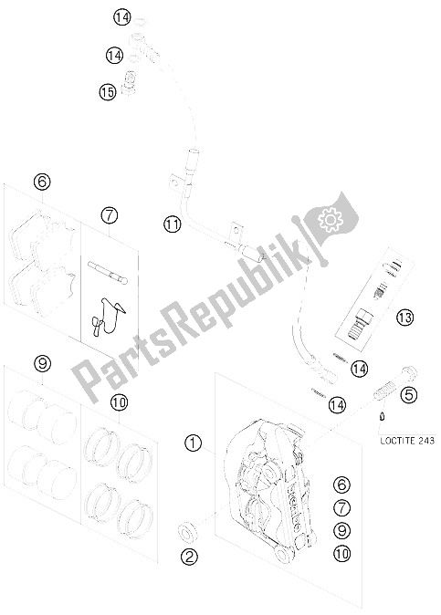 Tutte le parti per il Pinza Freno Anteriore del KTM 690 Supermoto R Australia United Kingdom 2008