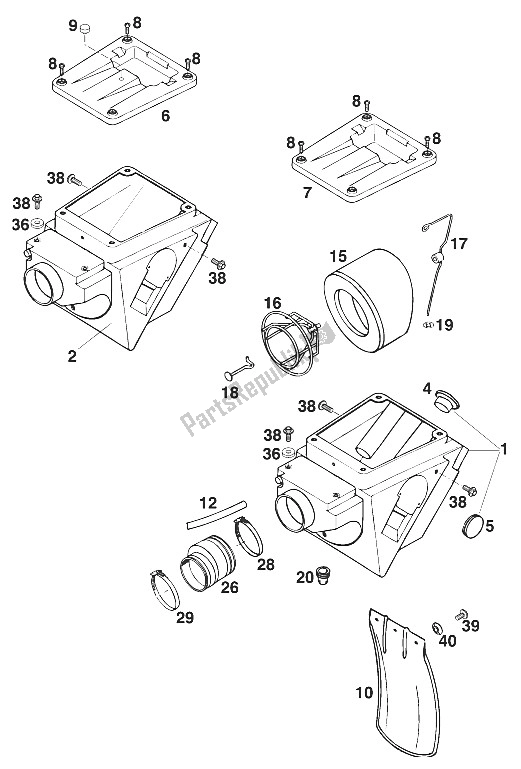 Todas las partes para Caja De Filtro De Aire Sx, Sc '96 de KTM 620 SUP Comp WP 20 KW Europe 1996