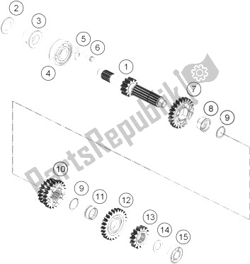 All parts for the Transmission I - Main Shaft of the KTM 390 Duke Black ABS BAJ DIR 14 Australia 2014