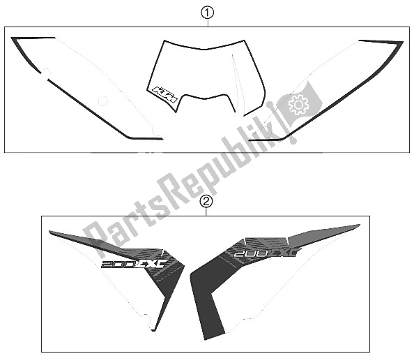 All parts for the Decal of the KTM 200 EXC Europe 2011