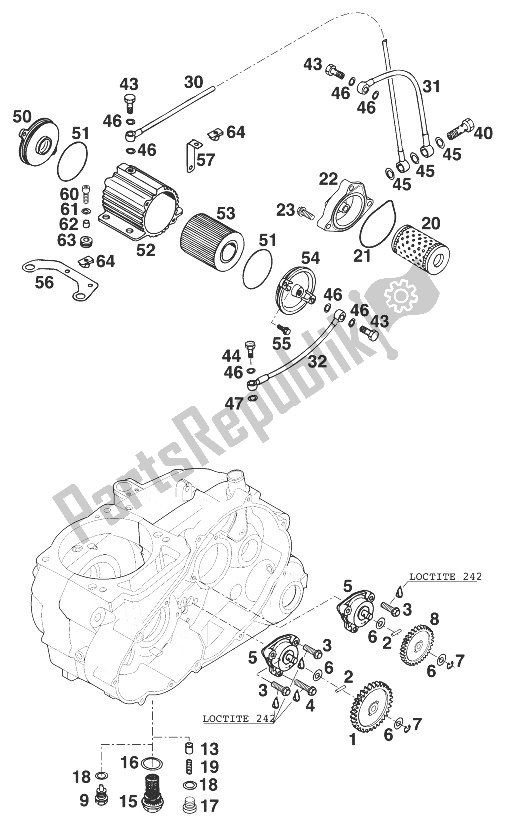All parts for the Lubrication System Sx,sxc,sc '99 of the KTM 540 SXC 20 KW 98 Europe 1998