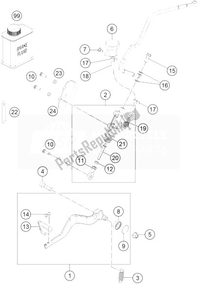 All parts for the Rear Brake Control of the KTM 1190 Adventure ABS Orange Europe 2014