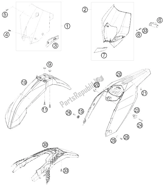 All parts for the Mask, Fenders of the KTM 450 XCR W South Africa 2008