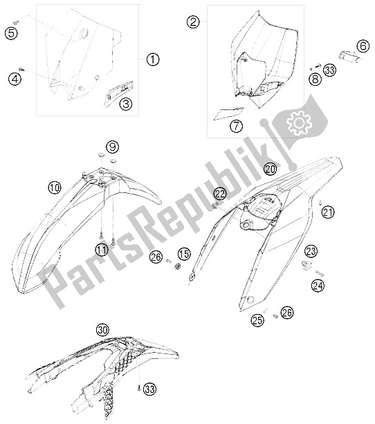 All parts for the Mask, Fenders of the KTM 530 XCR W South Africa 2008