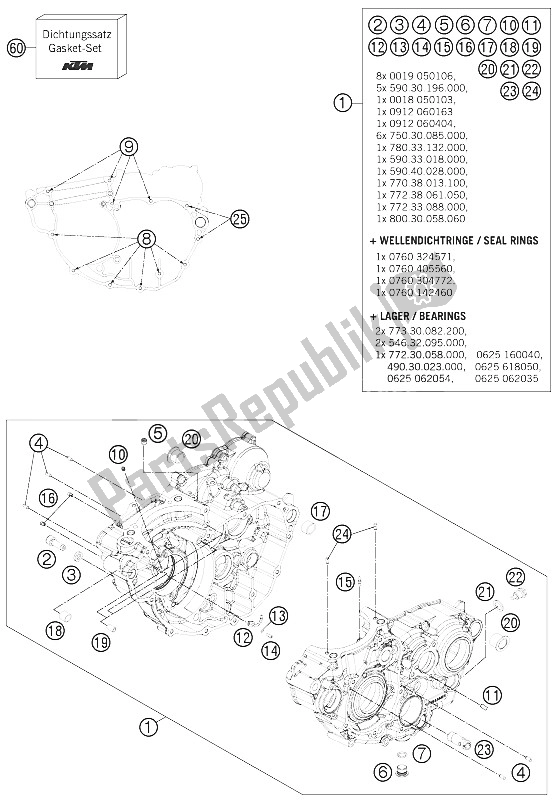 Toutes les pièces pour le Carter Moteur du KTM 250 EXC F CKD Brazil 2015