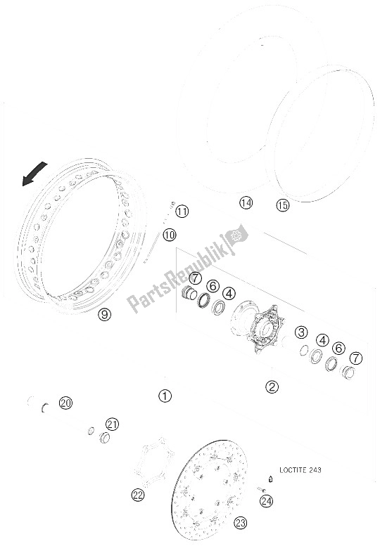 All parts for the Front Wheel of the KTM 690 Supermoto LIM ED Europe 2009