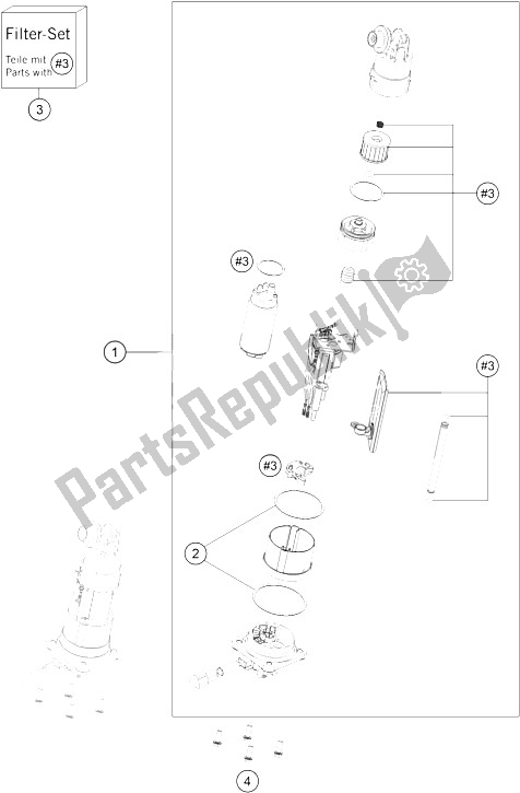 All parts for the Fuel Pump of the KTM 1290 Super Duke GT Grey ABS 16 USA 2016