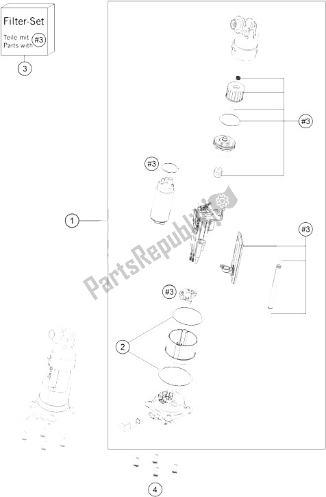 All parts for the Fuel Pump of the KTM 1290 Super Duke GT OR ABS 16 USA 2016