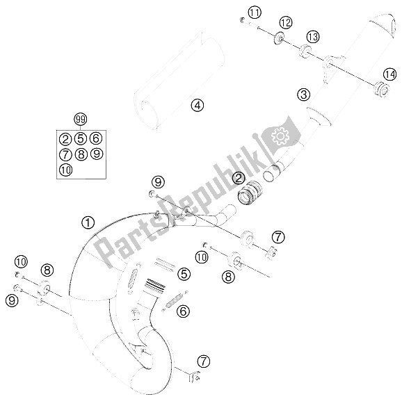 Toutes les pièces pour le Système D'échappement du KTM 65 SXS USA 2012