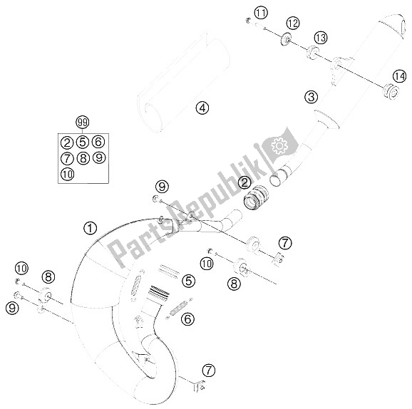 Toutes les pièces pour le Système D'échappement du KTM 65 SXS USA 2012