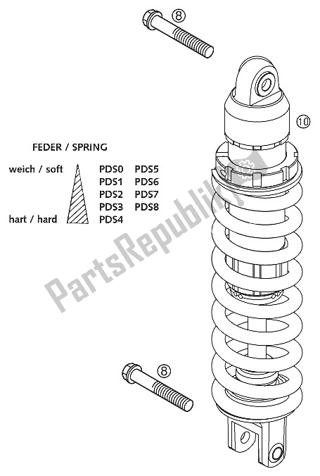 Todas las partes para Monoshock 250-380 2001 de KTM 250 EXC SIX Days Europe 2002