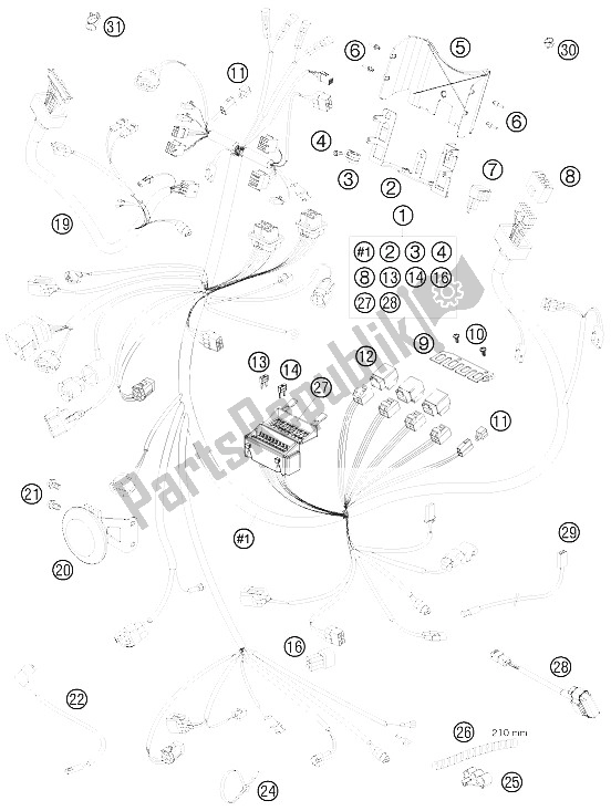 All parts for the Cable Harness of the KTM 990 Super Duke Black Europe 2008