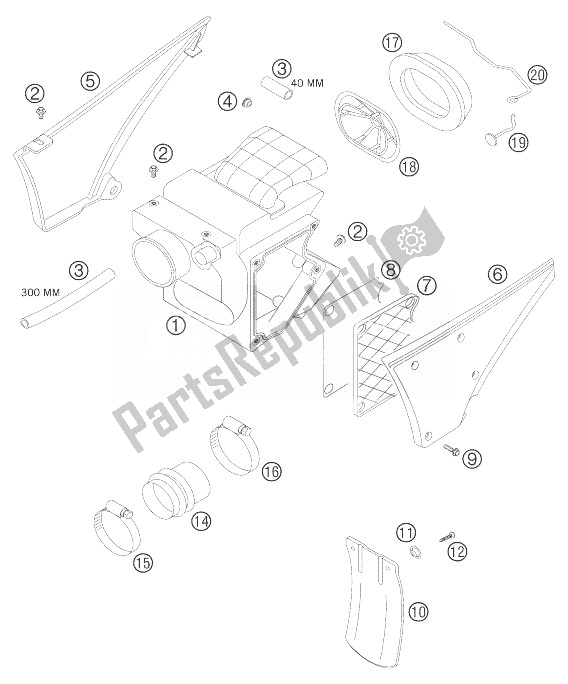 Todas las partes para Caja De Filtro De Aire de KTM 625 SXC Europe 2007