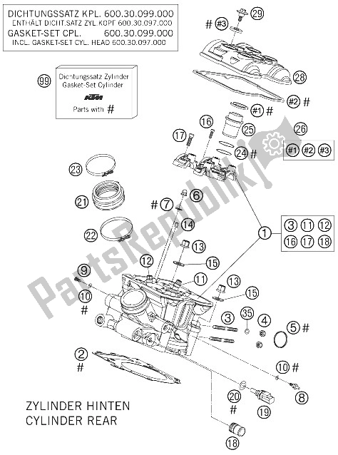 Todas las partes para Culata Trasera de KTM 990 Superduke Orange France 2005