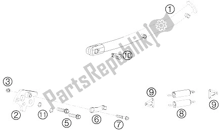 All parts for the Side / Center Stand of the KTM 690 Rally Factory Replica Europe 2008