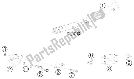 All parts for the Side / Center Stand of the KTM 690 Rally Factory Replica Europe 2009