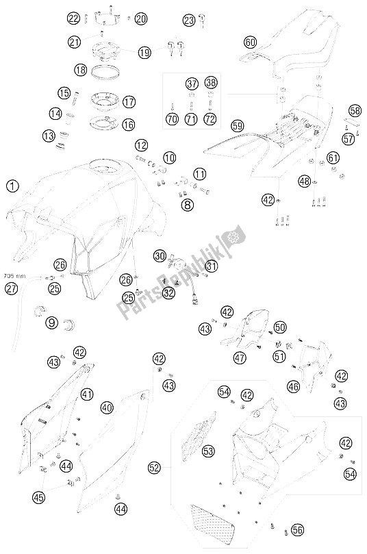 All parts for the Tank, Seat, Cover of the KTM 990 Super Duke R USA 2009
