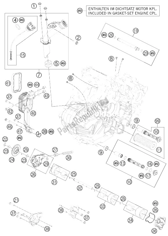 All parts for the Lubricating System of the KTM 1190 RC8 R France 2010