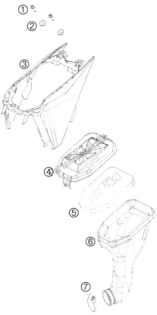 Todas las partes para Caja De Filtro De Aire de KTM 50 SXS USA 2012