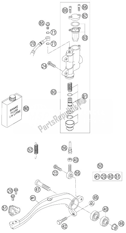 Todas las partes para Control De Freno Trasero de KTM 85 SX 17 14 Europe 2007