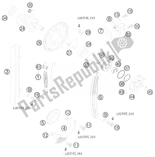 Alle onderdelen voor de Timing Aandrijving van de KTM 525 XC ATV Europe 8503 JQ 2010