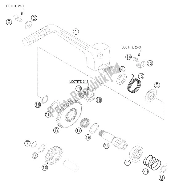 All parts for the Kickstarter of the KTM 400 EXC Racing Europe 2006