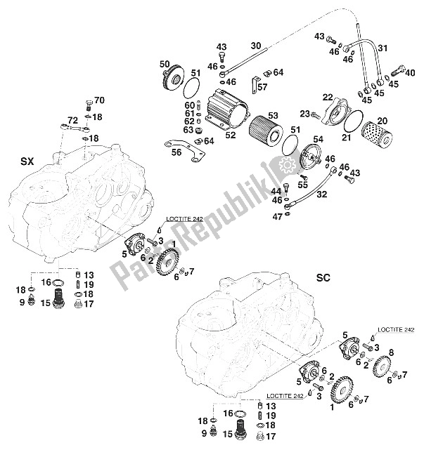 All parts for the Lubrication System Sx,sc '97 of the KTM 400 Super Comp WP 20 KW Europe 1997