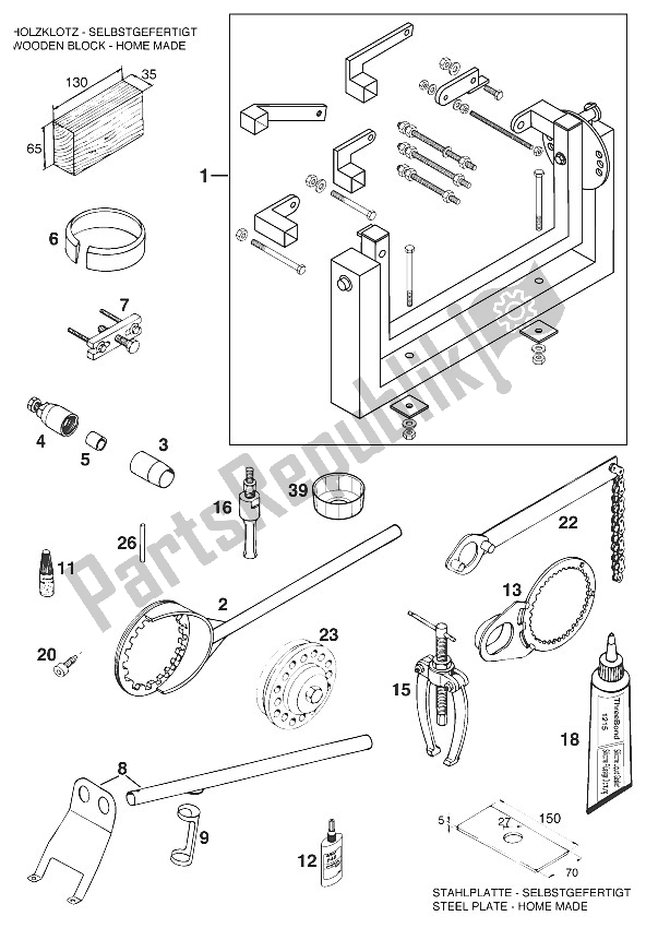 Todas as partes de Ferramentas Especiais Lc4 '99 do KTM 400 SC Europe 2000