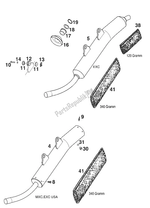 All parts for the Silencer 200 '20 of the KTM 200 EXC Australia 2000