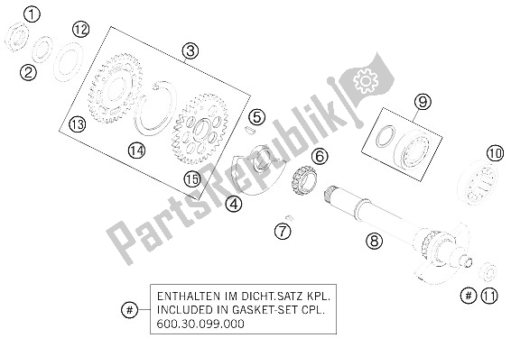 All parts for the Balancer Shaft of the KTM 990 Super Duke Black France 2011