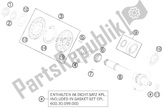 All parts for the Balancer Shaft of the KTM 990 Superm T Black ABS Australia United Kingdom 2012