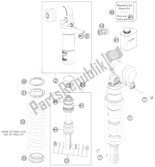 All parts for the Monoshock of the KTM 690 Enduro R ABS Australia 2014