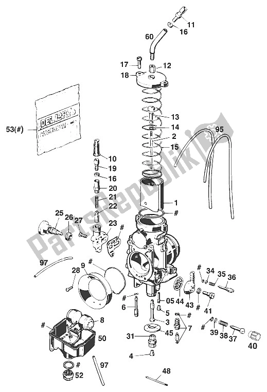 All parts for the Carburetor Dellorto Phm 40 Duke of the KTM 620 Duke 37 KW Europe 970061 1996